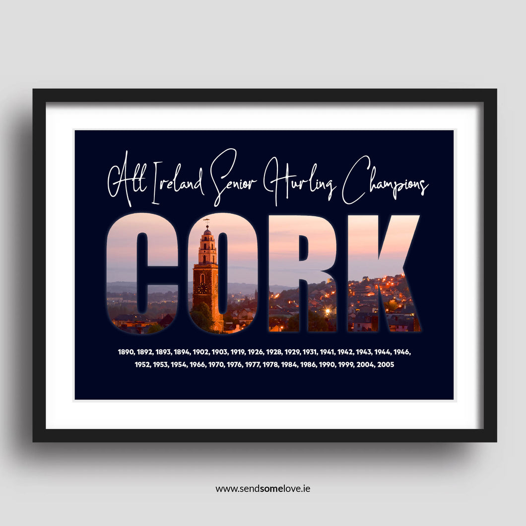Cork Hurling All Ireland Final Dates A4 Print